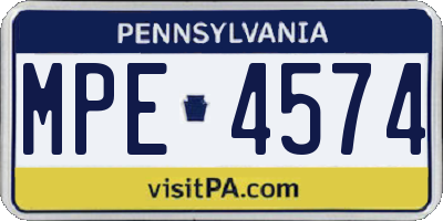 PA license plate MPE4574