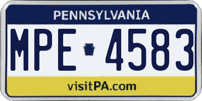 PA license plate MPE4583