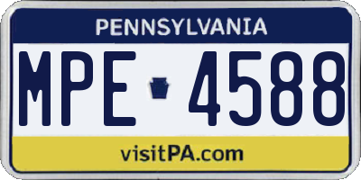 PA license plate MPE4588