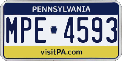 PA license plate MPE4593