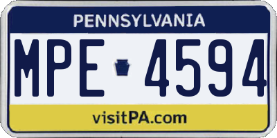 PA license plate MPE4594