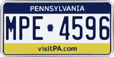 PA license plate MPE4596