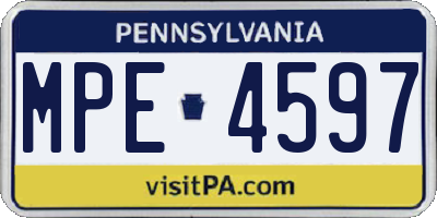 PA license plate MPE4597