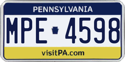 PA license plate MPE4598
