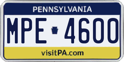 PA license plate MPE4600