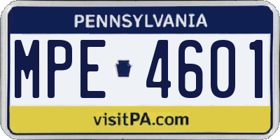 PA license plate MPE4601