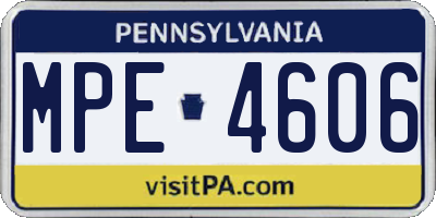 PA license plate MPE4606