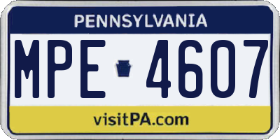 PA license plate MPE4607