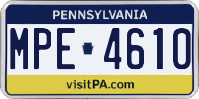 PA license plate MPE4610