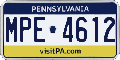 PA license plate MPE4612