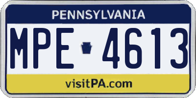 PA license plate MPE4613