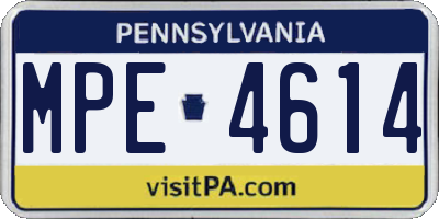 PA license plate MPE4614