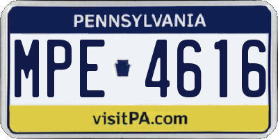 PA license plate MPE4616