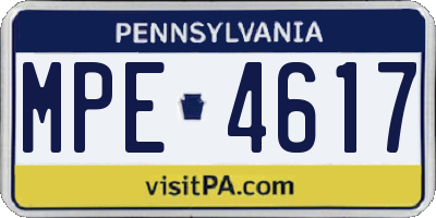 PA license plate MPE4617