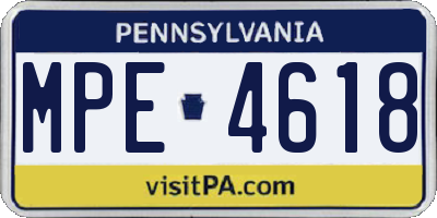 PA license plate MPE4618