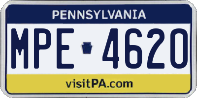 PA license plate MPE4620