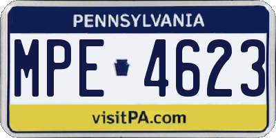 PA license plate MPE4623
