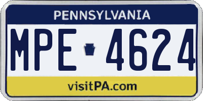 PA license plate MPE4624