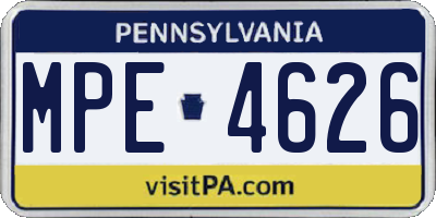 PA license plate MPE4626