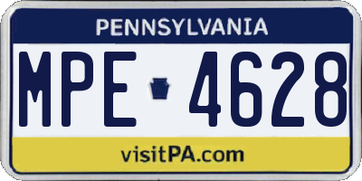 PA license plate MPE4628