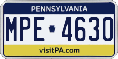 PA license plate MPE4630