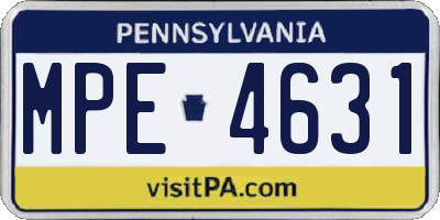 PA license plate MPE4631