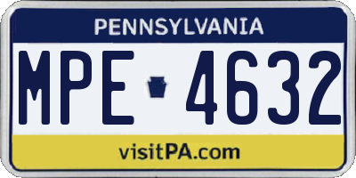 PA license plate MPE4632