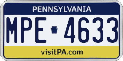 PA license plate MPE4633