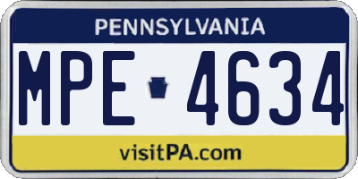 PA license plate MPE4634