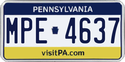 PA license plate MPE4637