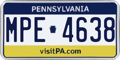 PA license plate MPE4638