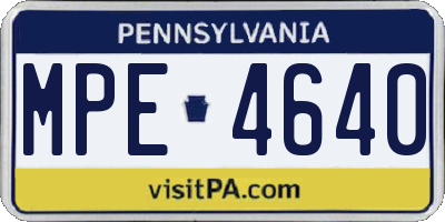 PA license plate MPE4640