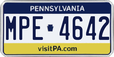PA license plate MPE4642