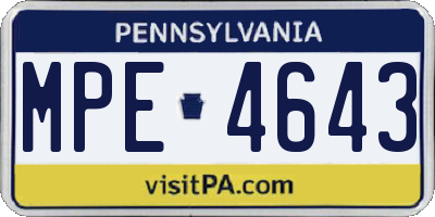 PA license plate MPE4643