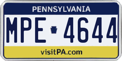 PA license plate MPE4644