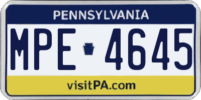 PA license plate MPE4645