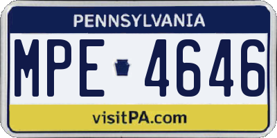 PA license plate MPE4646
