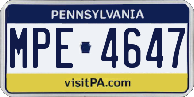 PA license plate MPE4647