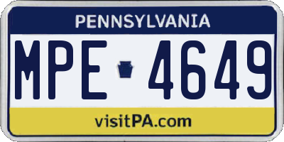 PA license plate MPE4649
