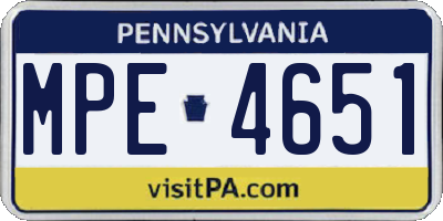 PA license plate MPE4651