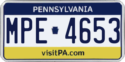 PA license plate MPE4653
