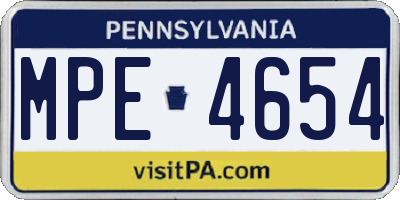 PA license plate MPE4654