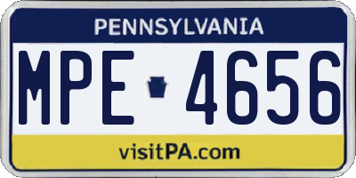 PA license plate MPE4656