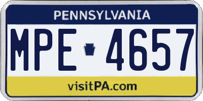 PA license plate MPE4657