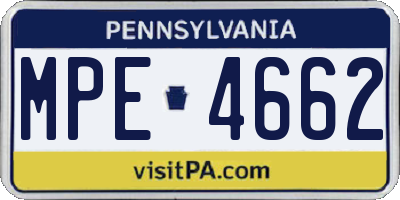 PA license plate MPE4662