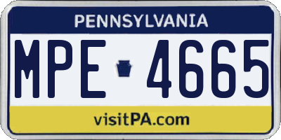 PA license plate MPE4665