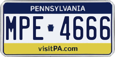 PA license plate MPE4666