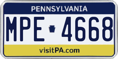 PA license plate MPE4668