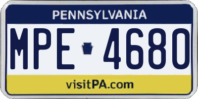 PA license plate MPE4680