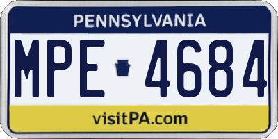 PA license plate MPE4684